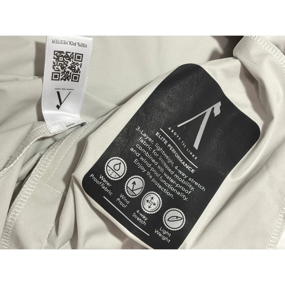 NWT Above The Links Mens Golf Windbreaker Jacket Short Sleeve White Navy Neon L‎